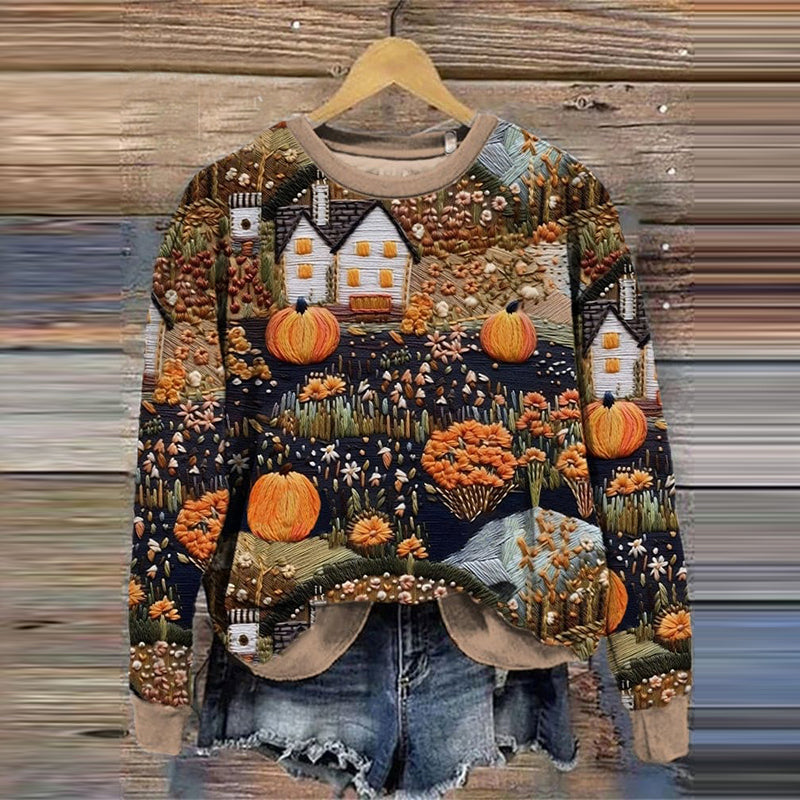 Comstylish Women'S Halloween Pumpkins Pattern Sweatshirt