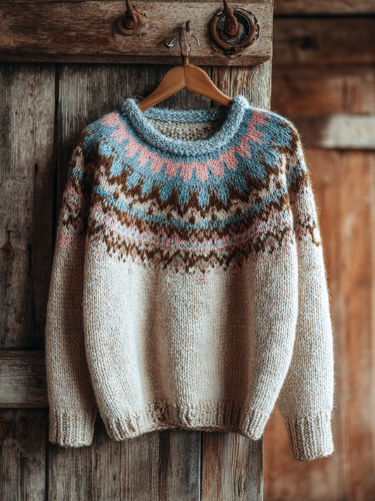 Women's Retro Autumn And Winter Knitted Round Neck Sweater elevenforest