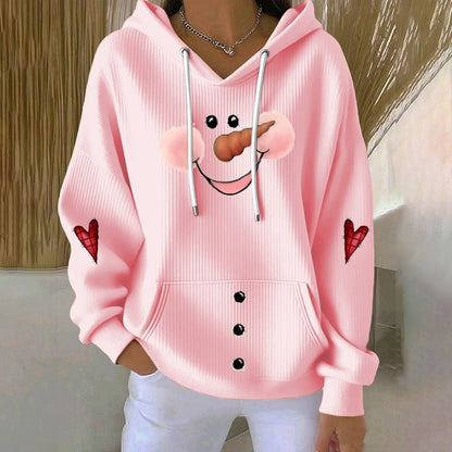 Comstylish Women's Christmas Snowman Print Casual Hoodie