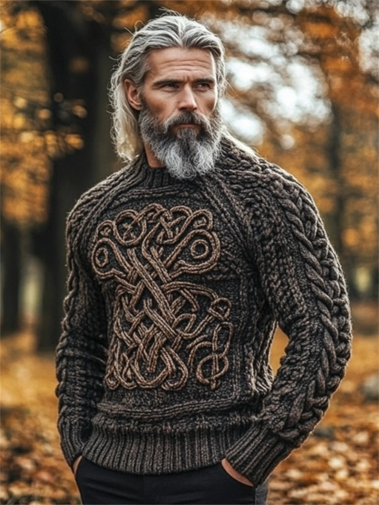 Men's Viking Tree Of Life Inspired Celtic Chunky Sweater elevenforest
