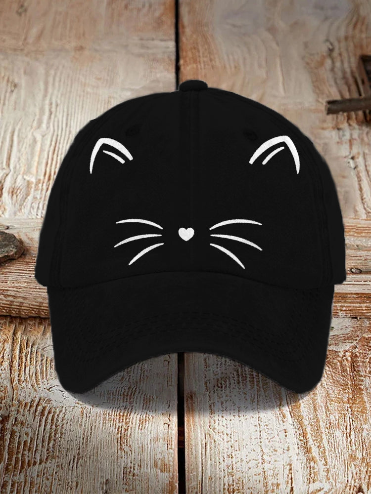 Lovely Cartoon Cats Face Print Cap elevenforest