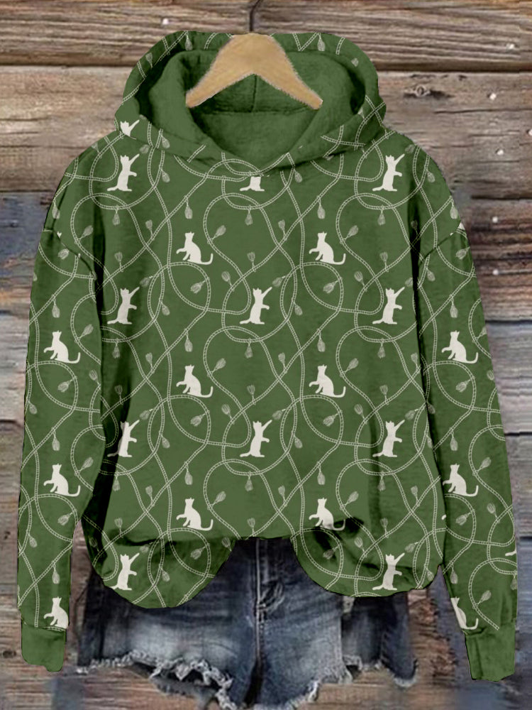 Cats And Tassels Pattern Comfy Hoodie elevenforest
