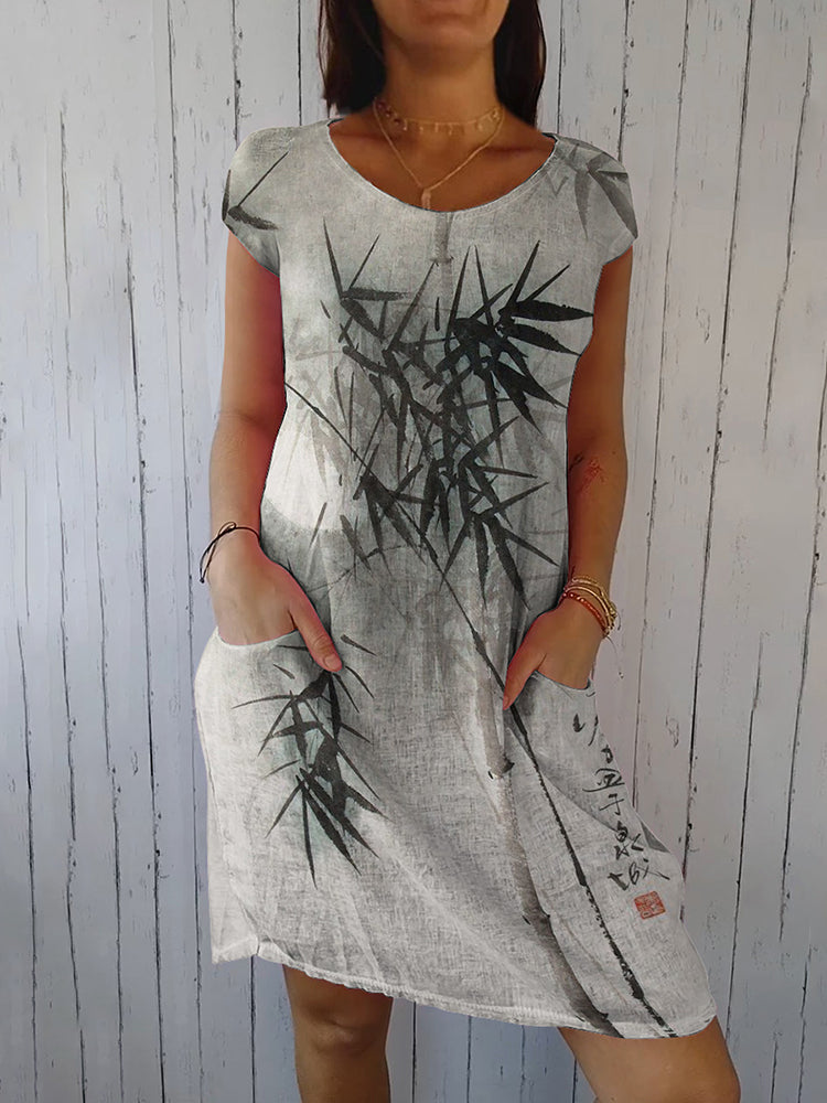 Casual Simple Bamboo Pattern Women'S Dress