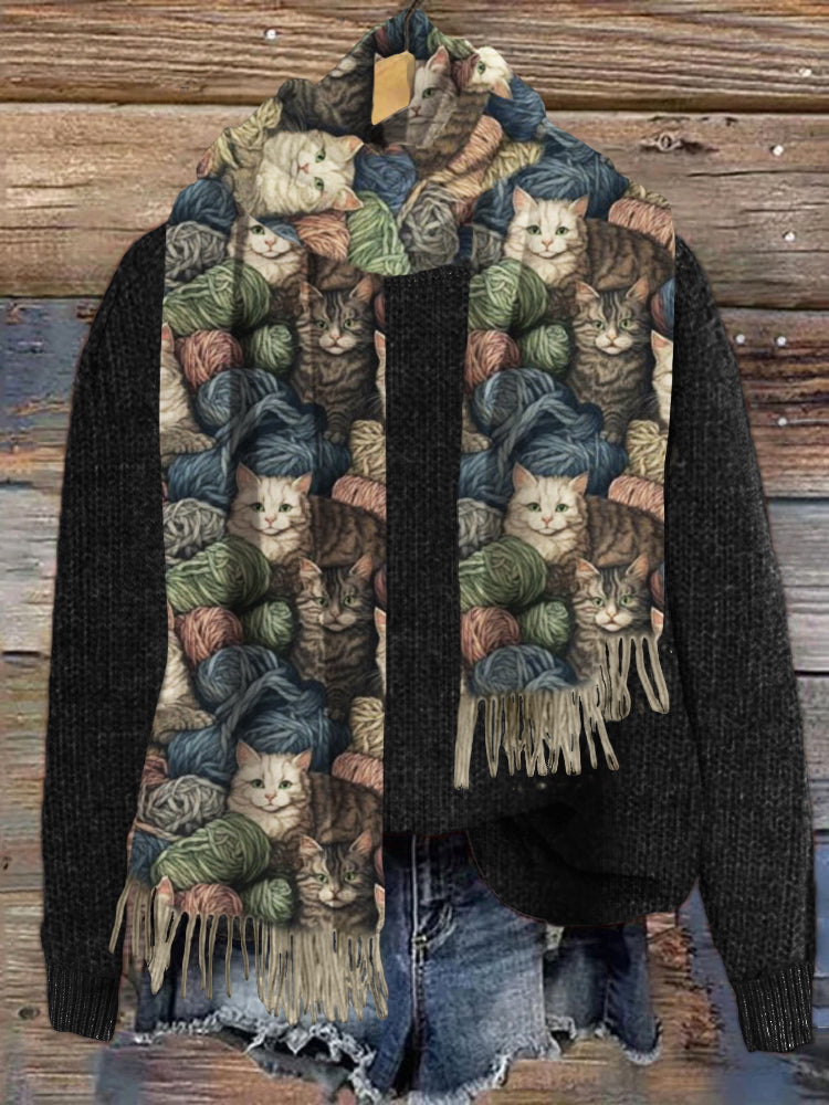 Comstylish Wooly Cats Ladies Scarf