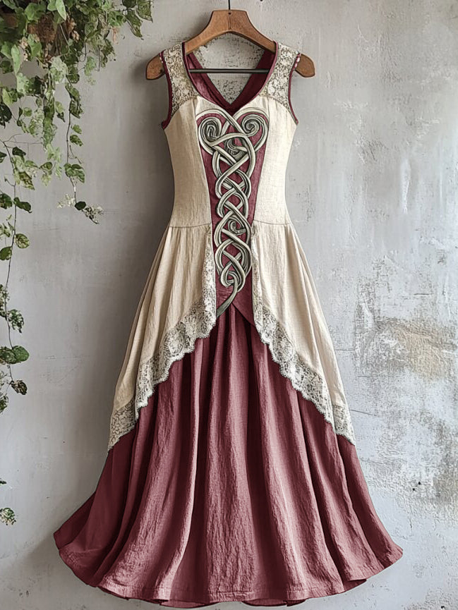 Viking Tribal Celtic Knot Art Lace Linen Tank Dress artswardrobe