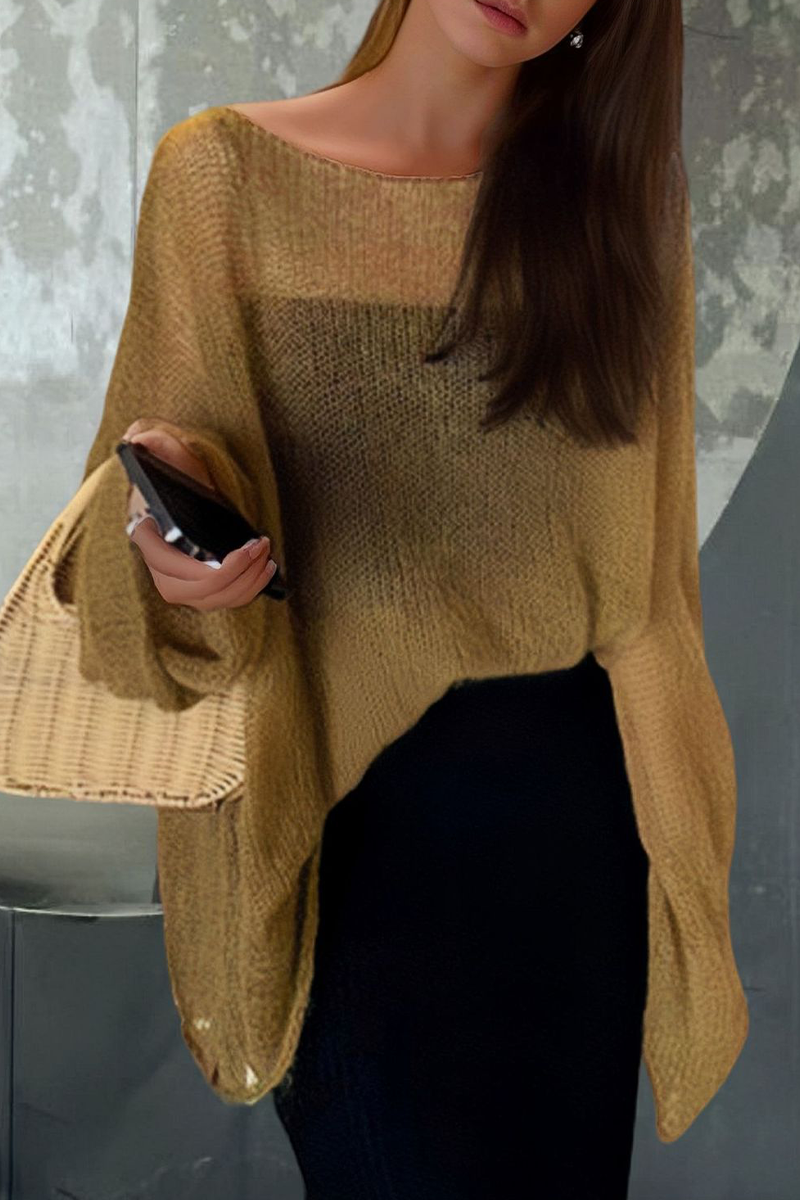 Eliana® | Casual Solid Color Sheer O-Neck Sweaters (3 Colors)