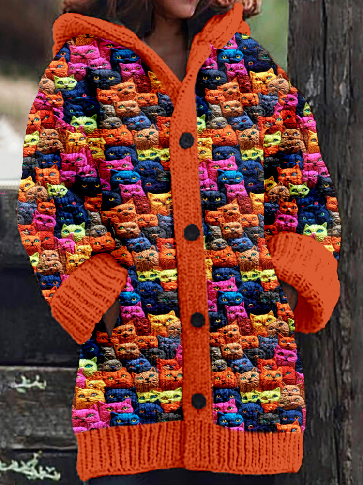 Cute Colorful Yarn Ball Kittens Embroidered Cozy Cardigan artswardrobe