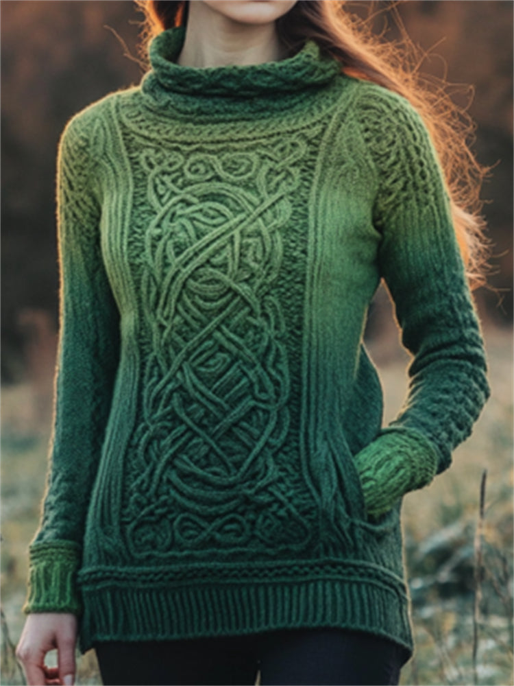 Vintage Irish Celtic Gradient Turtleneck Sweater elevenforest