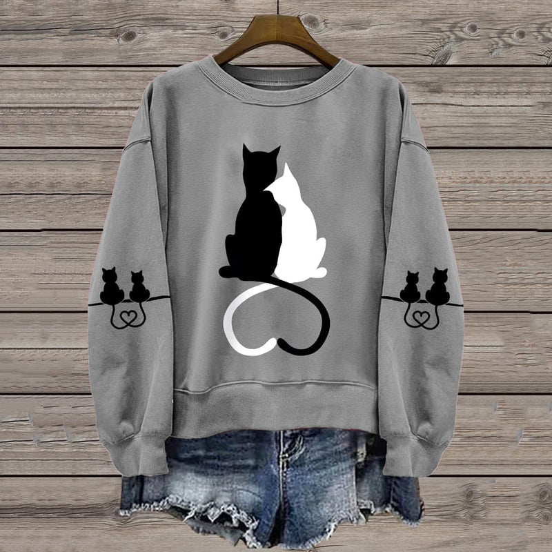 Comstylish Women's Love Cute Cat Print Casual Sweatshirt