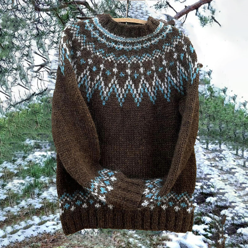 Vintage Icelandic Knitted Jacquard Warm Sweater (Unisex) elevenforest