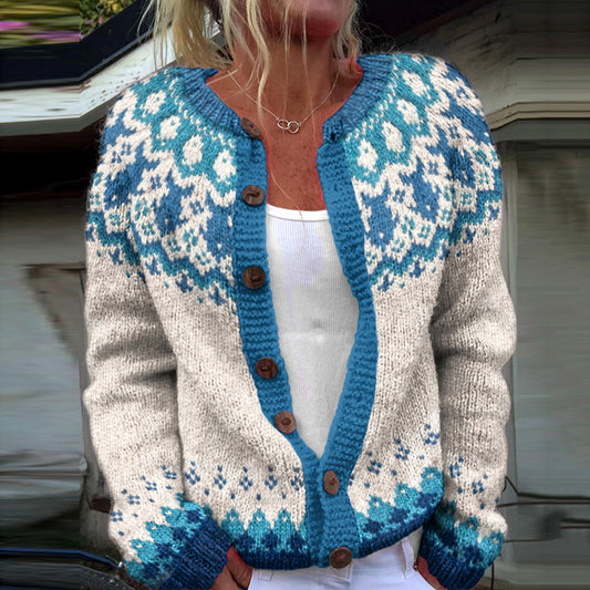 Ocean Element Fish Art Casual Knitted Cardigan elevenforest