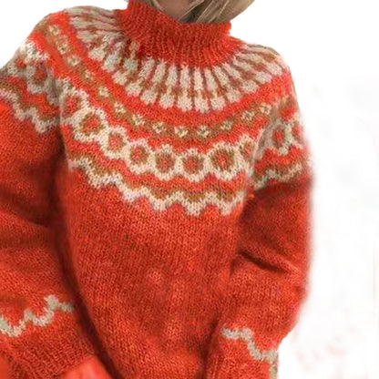 Vintage Turtleneck Pullover Chunky Jacquard Sweater elevenforest