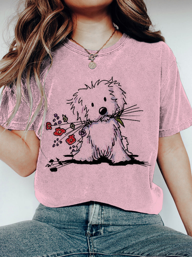 Comstylish Flower Delivery Puppy Vintage T-Shirt