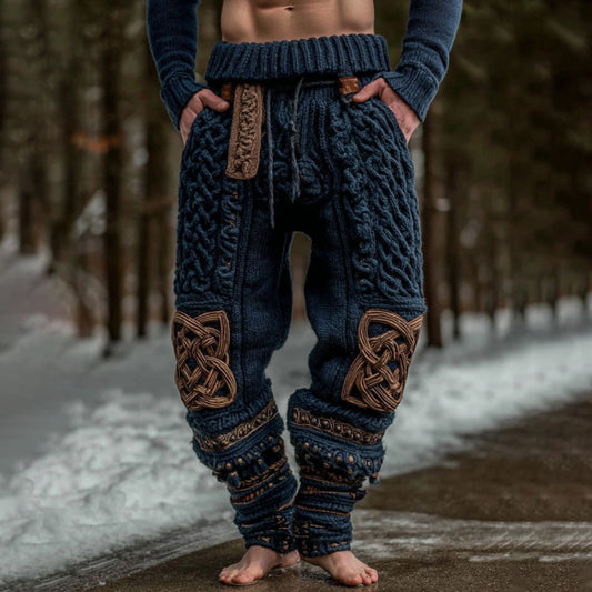 Men's Viking Celtic Pattern Art Cozy Knit Pants artswardrobe