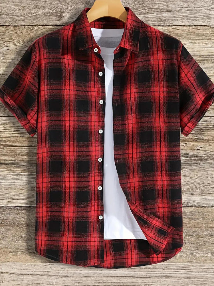 Men's British Check Linen Shirt artswardrobe