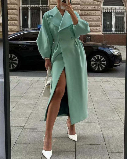 LP | Cappotto in lana vintage con maniche a lanterna e risvolti