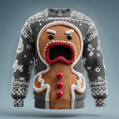Comstylish Ugly Christmas Sweater Fun Gingerbread 3d Print Sweater