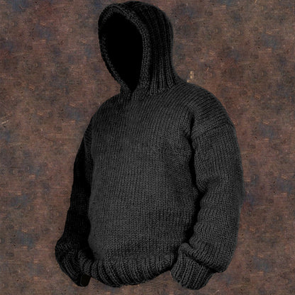 Vintage Cable Knit Basic Hooded Sweater artswardrobe