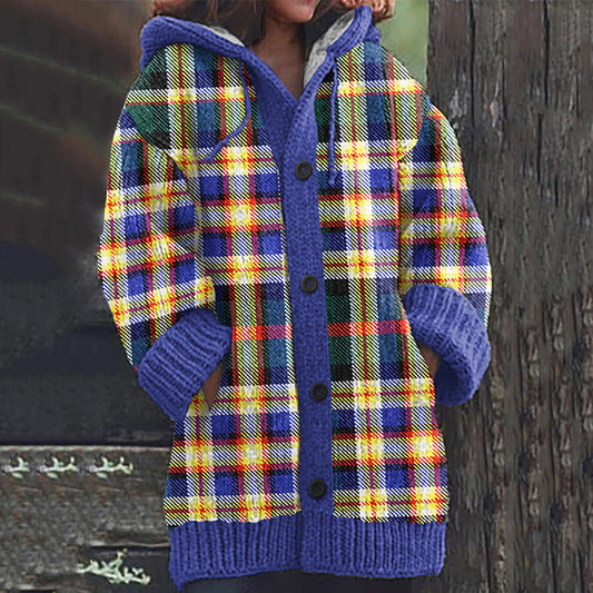 Vintage Icelandic Plaid Knitted Warm Women's Cardigan Sweater elevenforest