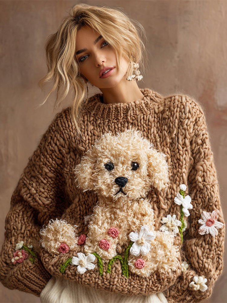 Plush Puppy Women's Chunky Knit Twist Crew Neck Sweater elevenforest
