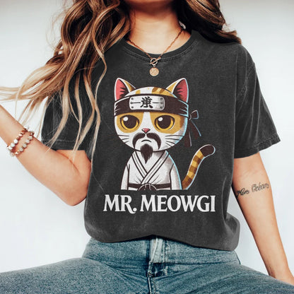 Mr. Meowgi Print Crew Neck Short Sleeve T-shirt elevenforest