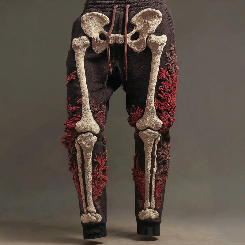 Men's Vintage Halloween Skeleton Art Sweatpants artswardrobe