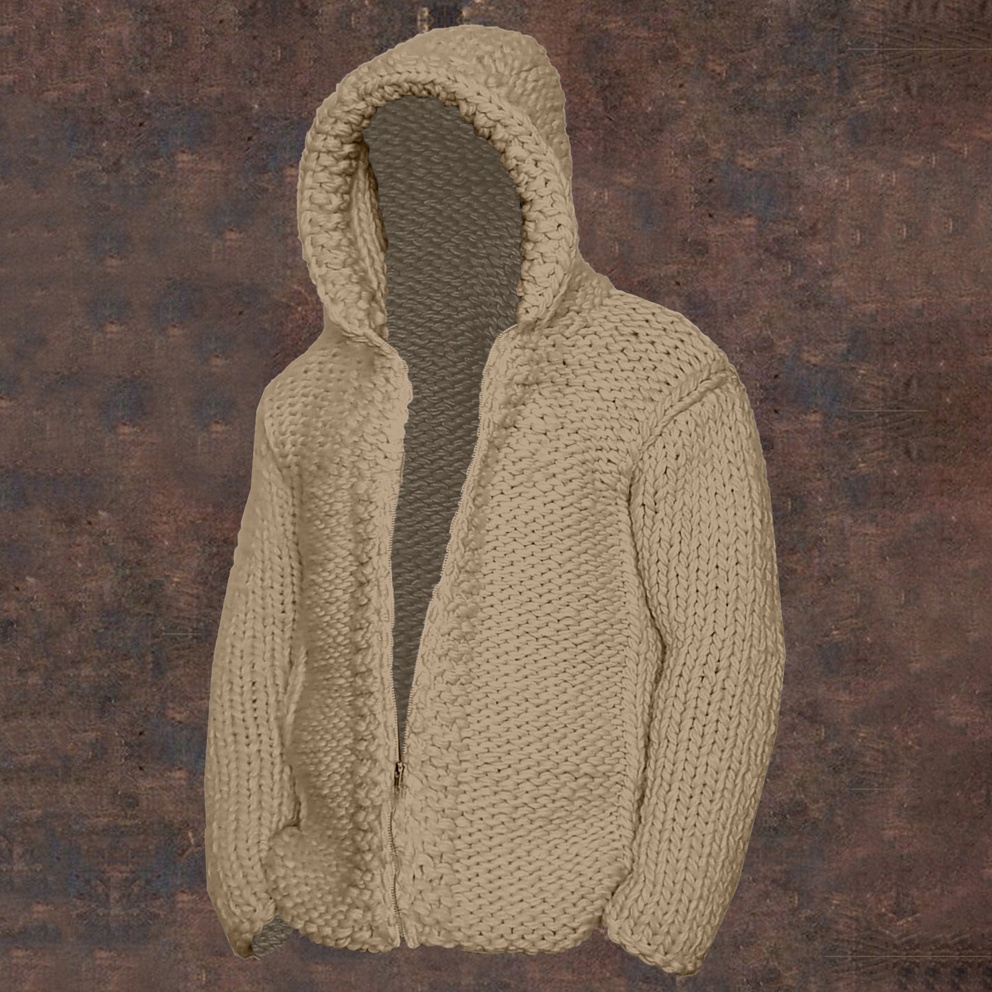 Vintage Cable Knit Basic Zipper Up Hooded Sweater elevenforest