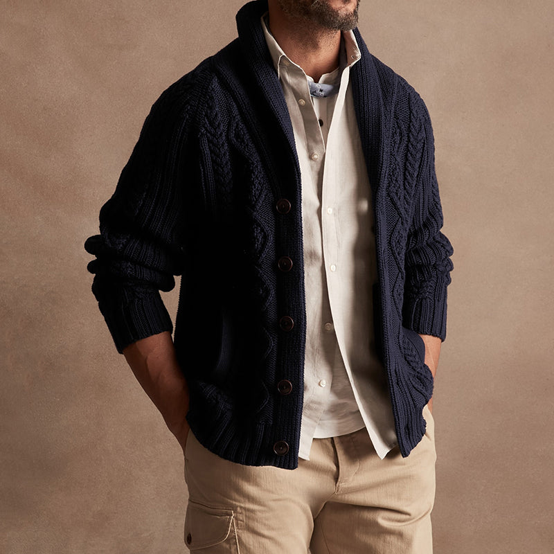 Men's Vintage Hand Knit Pocket Button Cardigan Sweater elevenforest
