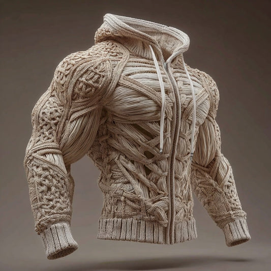 Vintage Muscles Anatomical Art Men's Casual Warm Zip-up Sweater artswardrobe