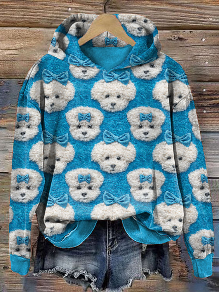 Comstylish Cute Bichon Frise Dog Pattern Cozy Hoodie