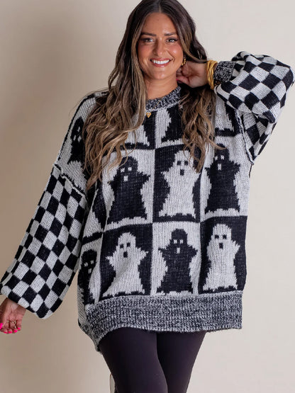 Spooky Season Checkered Sweater artswardrobe