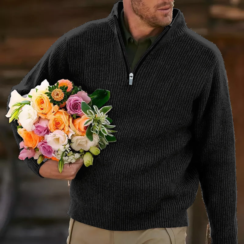 Vintage Scandinavian Warmth Knit Jacquard Icelandic Half Zip Collar Sweater Unisex artswardrobe