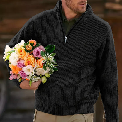 Vintage Scandinavian Warmth Knit Jacquard Icelandic Half Zip Collar Sweater Unisex artswardrobe