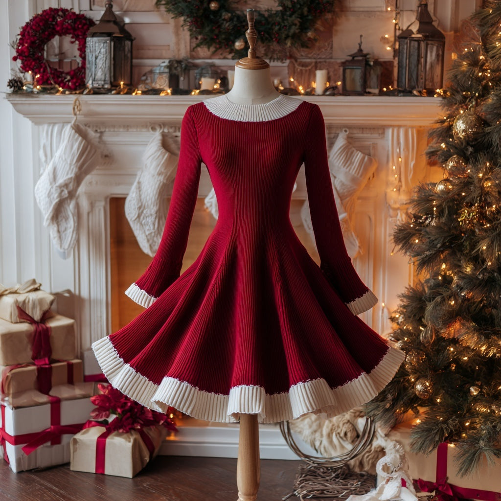 Classy Christmas Inspired Cozy Knit Sweater Dress artswardrobe