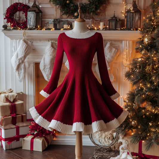 Classy Christmas Inspired Cozy Knit Sweater Dress artswardrobe