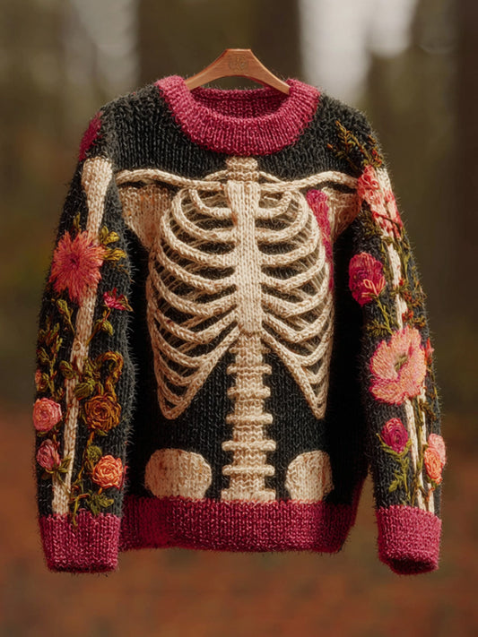 Vintage Halloween Human Anatomy Art Sense Thick Needle Round Neck Sweater artswardrobe