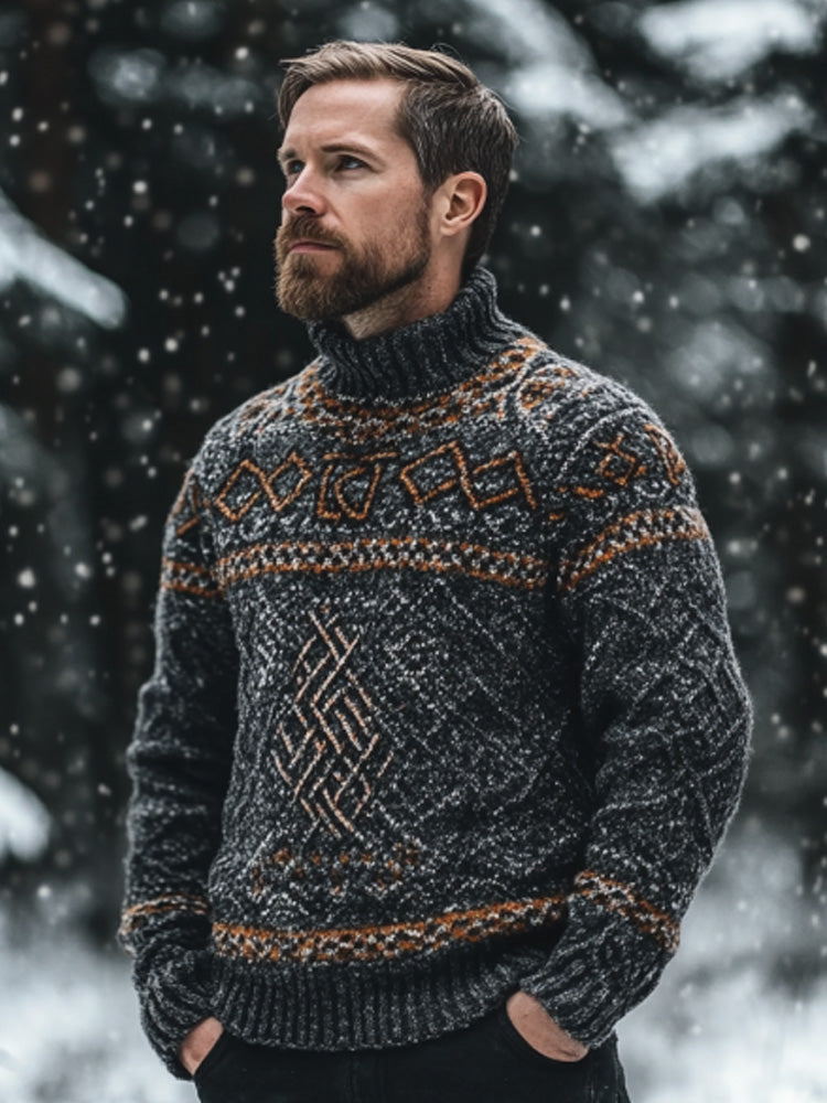 Men's Vintage Viking Inspired Celtic Jacquard Sweater elevenforest