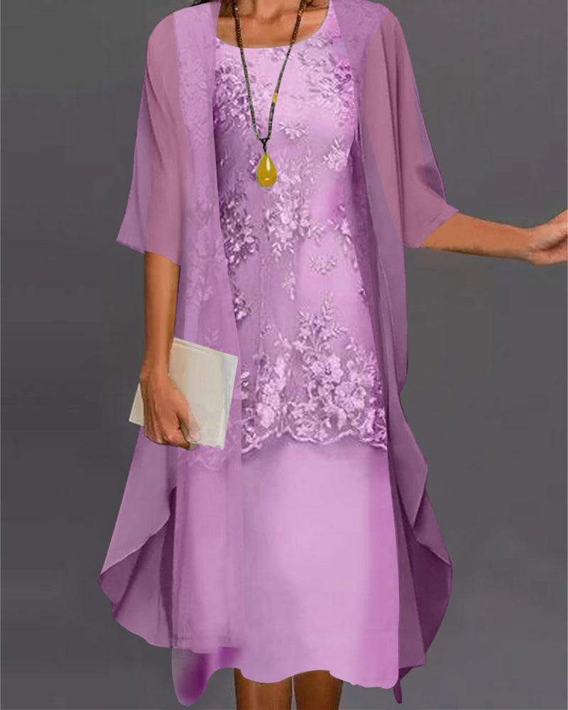 ER | Elegante abito in due pezzi di chiffon