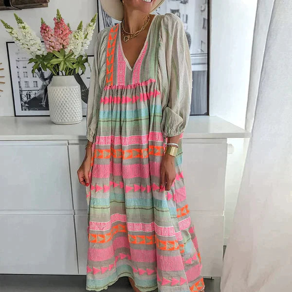 ER | Maxi abito a maniche lunghe con scollo a V