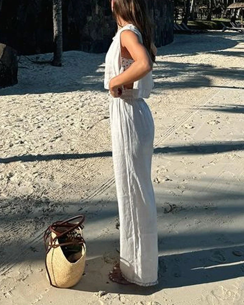 LP | Set due pezzi composto da gilet e pantaloni con allacciatura