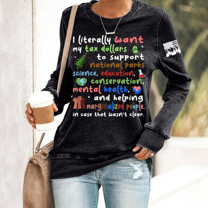 Comstylish Women's Support National Parks Print Round Neck Sweatshirt