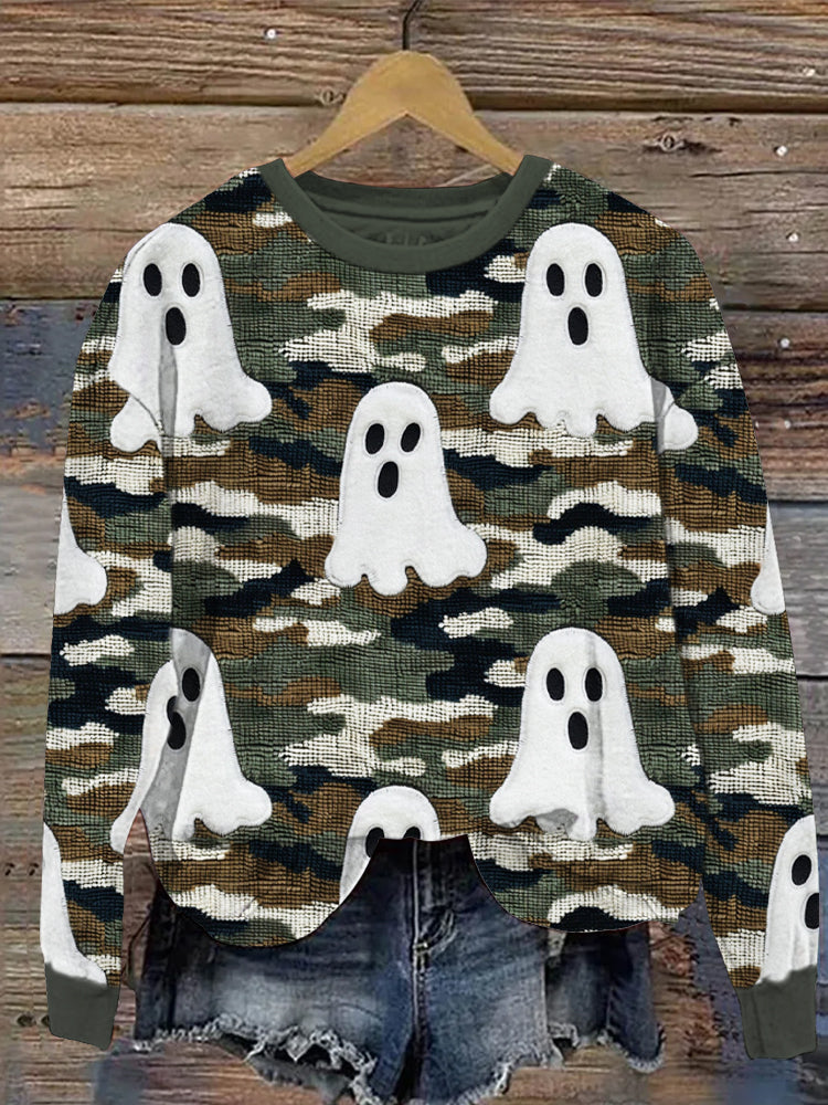 Comstylish Halloween Camouflage Ghost Casual Sweatshirt