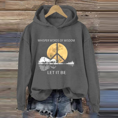 Comstylish Hippie Guitar Lake Whisper Words Of Wisdom Let It Be Print Hoodie