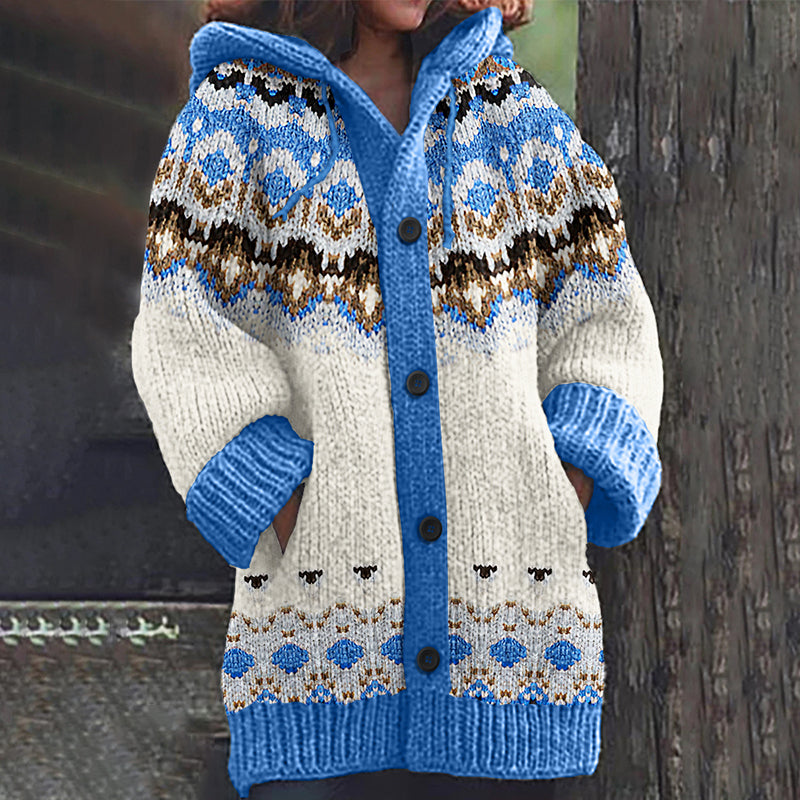 Vintage Icelandic Pattern Knitted Cardigan Sweater elevenforest