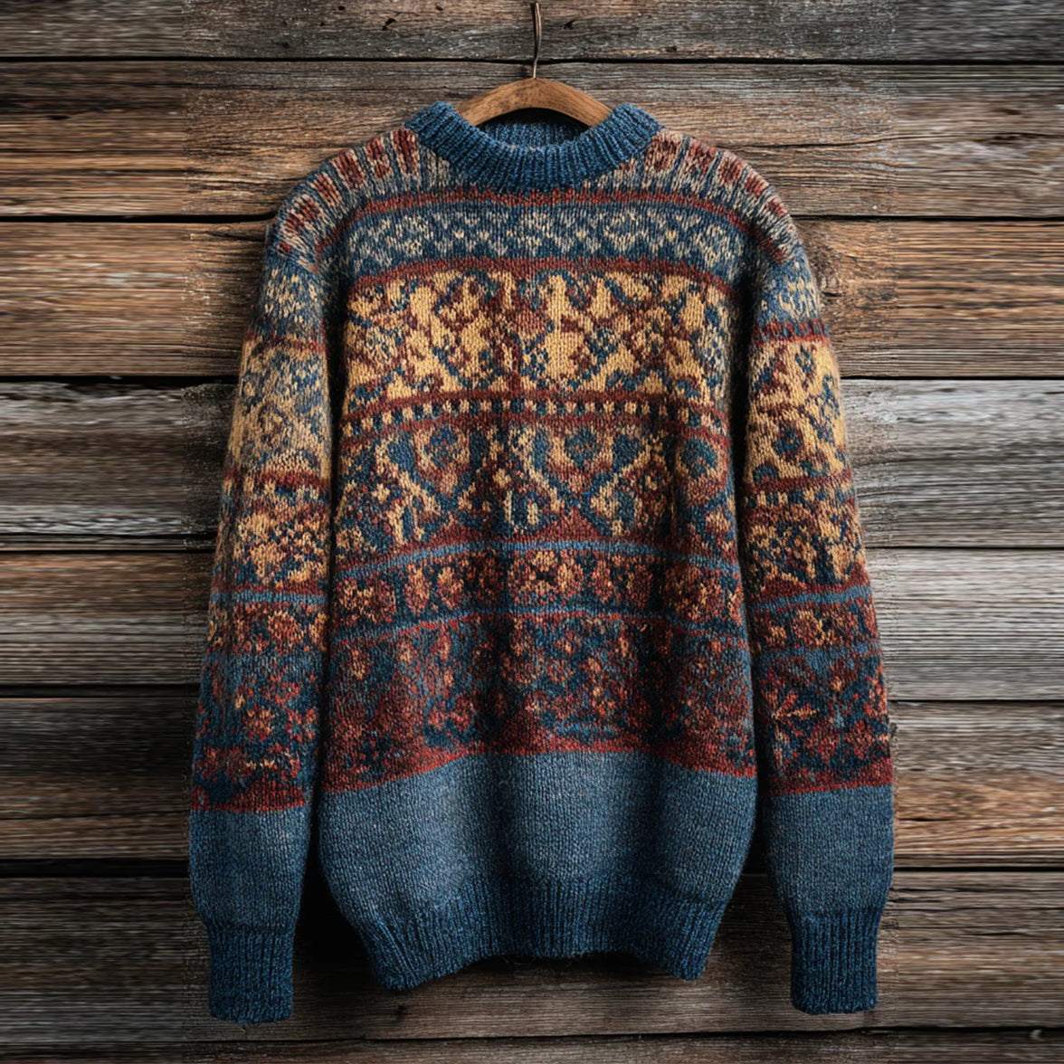 Men's Fairman Island Classic Pattern Crew Neck Sweater artswardrobe