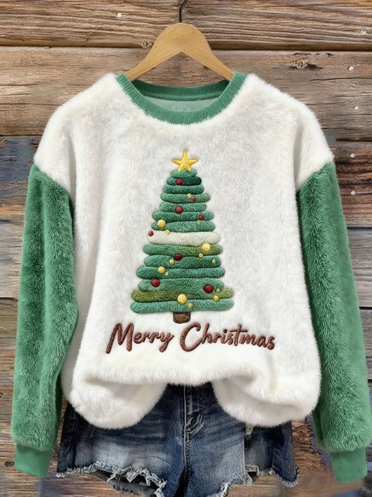 Merry Christmas Tree Art Women's Flannel Sweater
