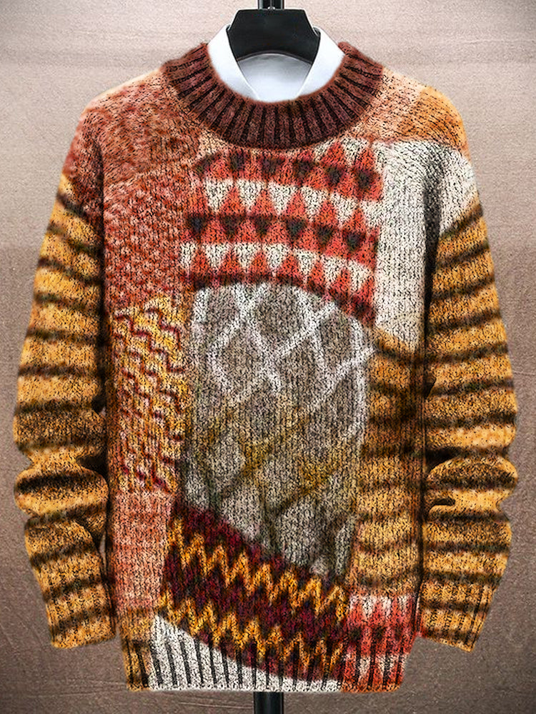 Vintage Geometric Patchwork Men's Knit Sweater elevenforest