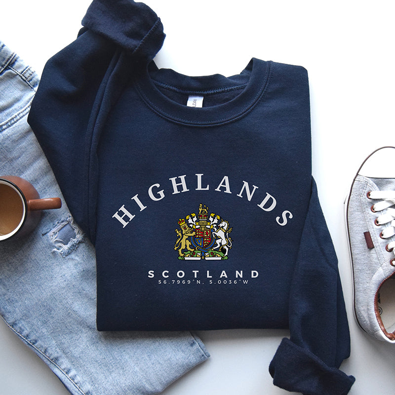 Comstylish The Scottish Highlands Print Crew Neck Casual Sweatshirt