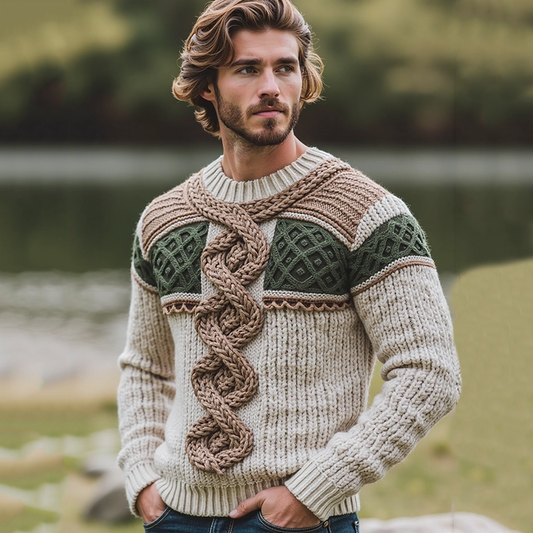 Men's Ireland Jacquard Cozy Pullover Aran Sweater elevenforest