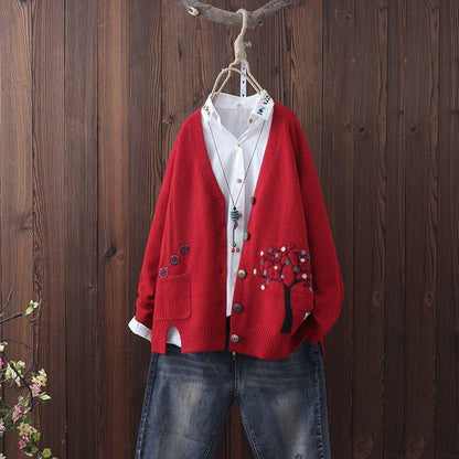 Vintage Botanical Long Sleeve Knit Cardigan elevenforest